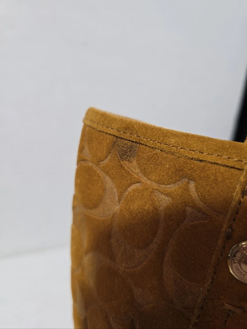 Coach Tullip Tan Suede Signature Mid-Calf Boots with Buckle Detail Size 7